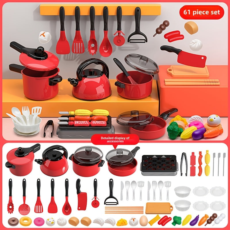 44pcs 61pcs Kitchen Toy Set Pretend Play Cooking Rice Fried Vegetables