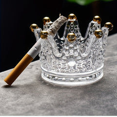Crown Glass Ashtray Crystal Golden Beads Candlestick