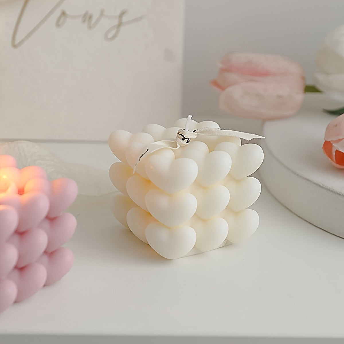 Love Cube Aromatherapy Candle Home Holiday Decor Handmade