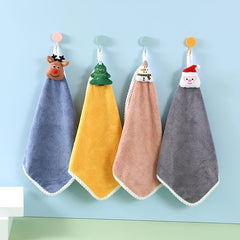 Christmas Cartoon Pattern Fingertip Towel 4pcs