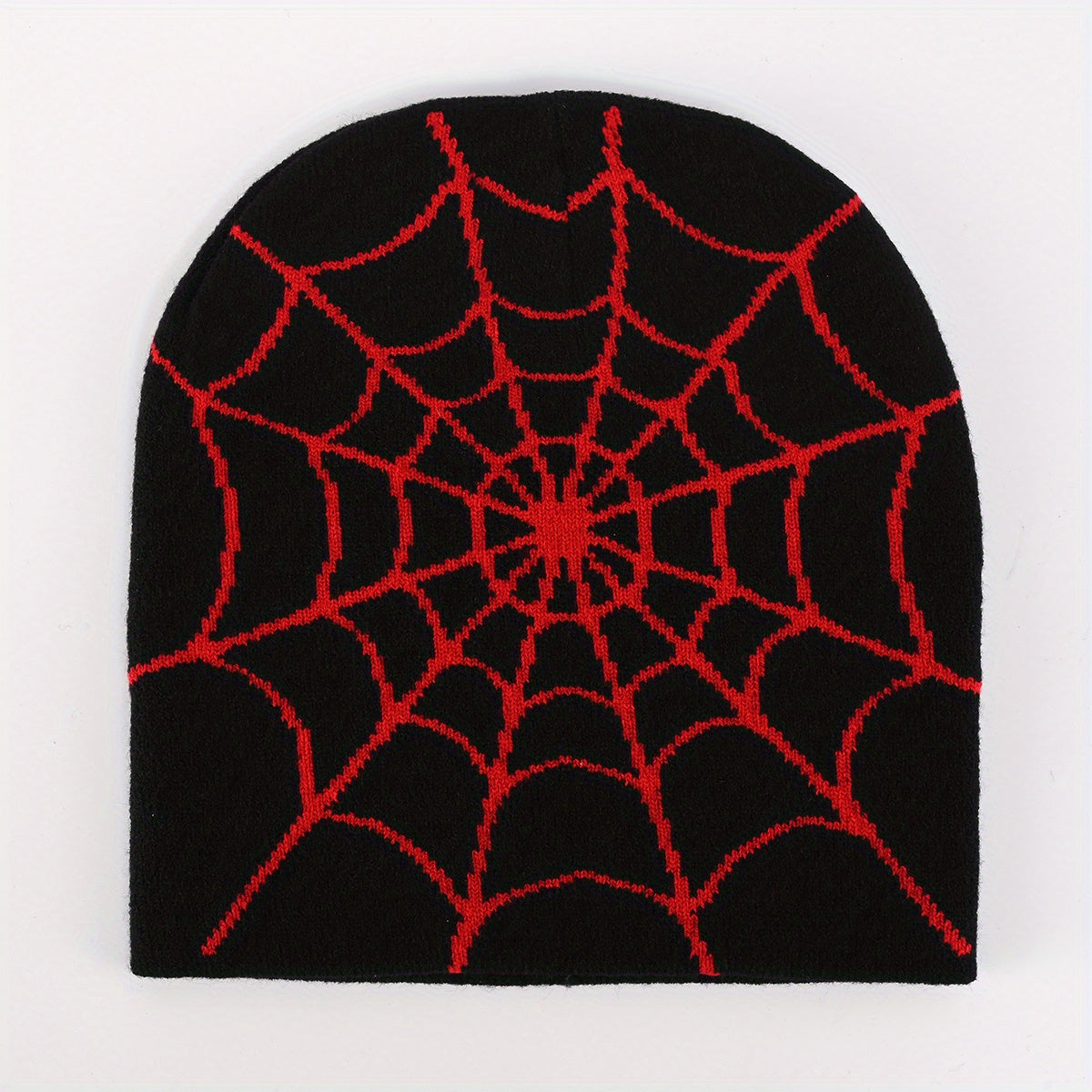 Y2K Gothic Spider Web Jacquard Skull Cap Unisex Warm Knit Hat