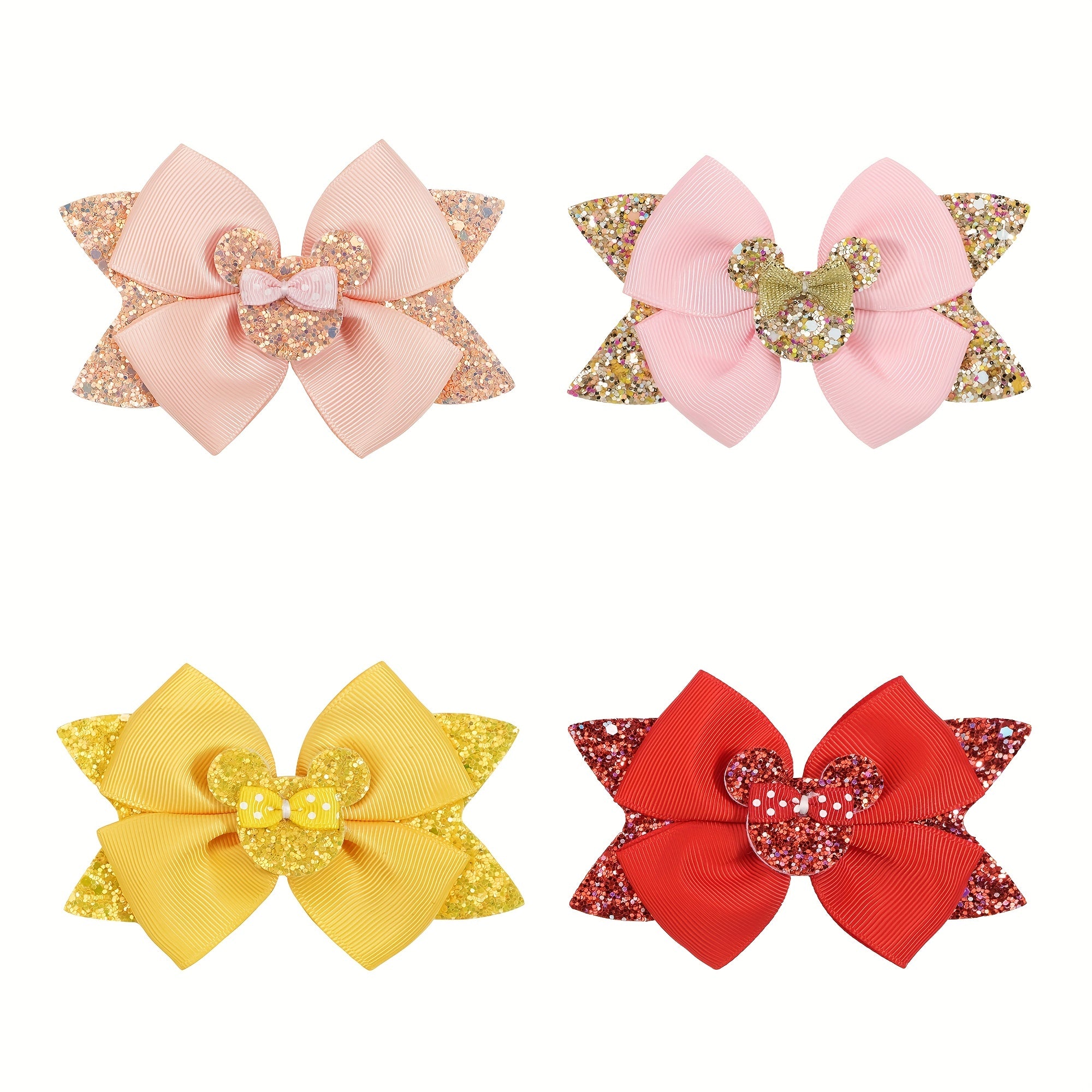 4pcs Sequins Dovetail Hair Clips Girls Glitter Bow Knot Hair Clips