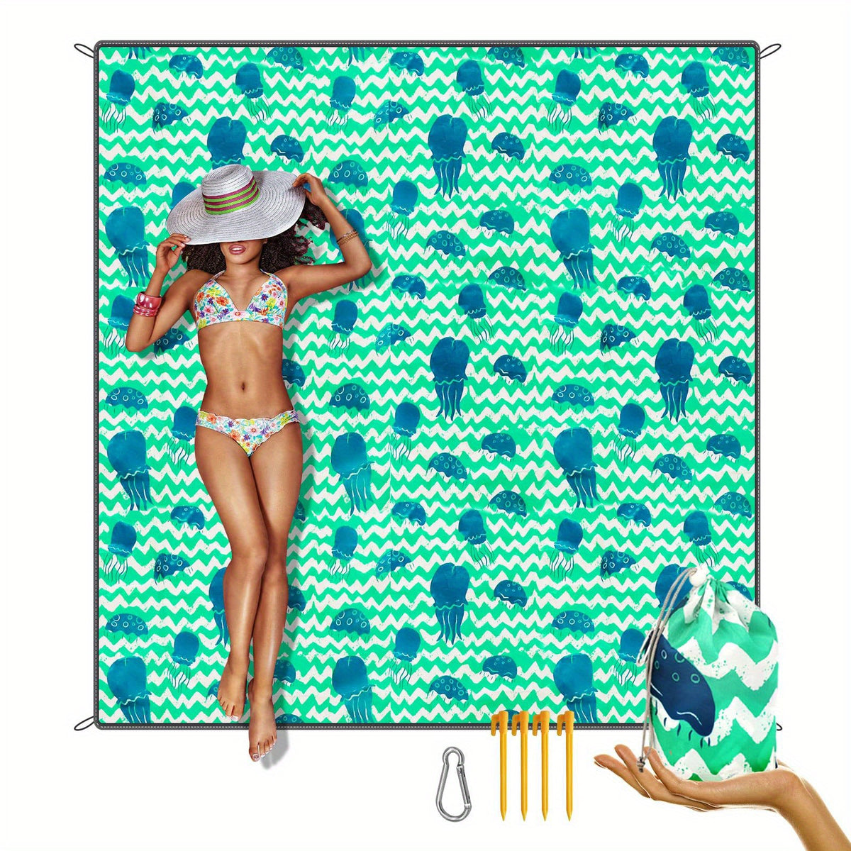 Sandproof Waterproof Pocket Blanket Lightweight Beach Mat