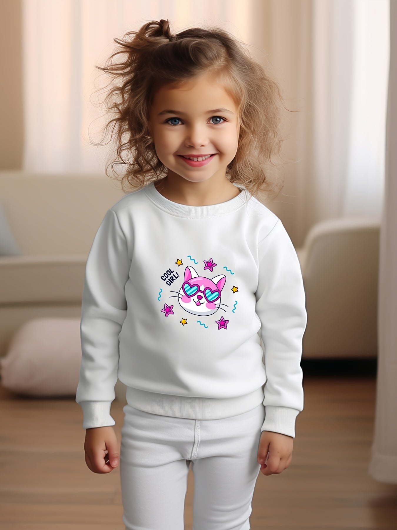 OERYUI Kids Kitty Graphic Sweatshirt Comfy Pullover