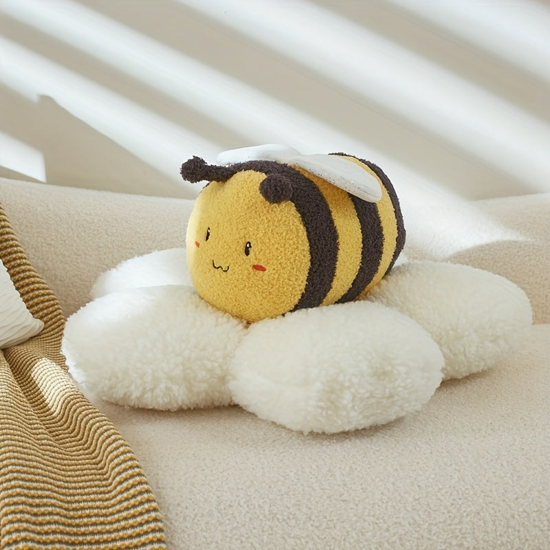 Flower Bee Plush Soft Fluffy Plush Vibrant Yellow Accents Home Decor