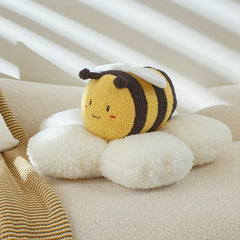 Flower Bee Plush Soft Fluffy Plush Vibrant Yellow Accents Home Decor
