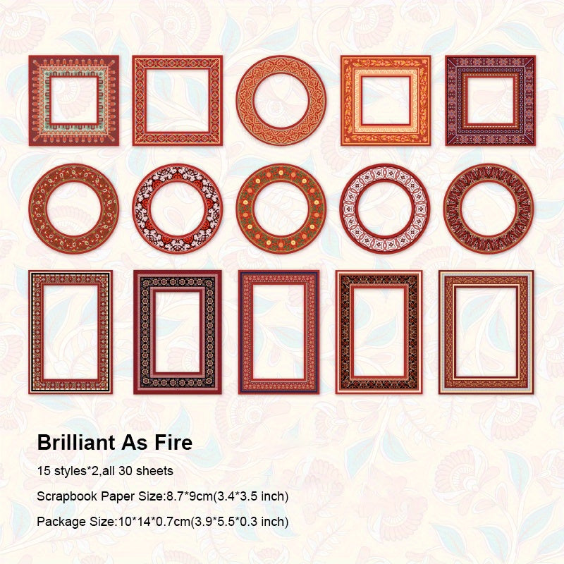 30 Pcs Assorted Retro Embellishments Scrapbooking Paper Pack