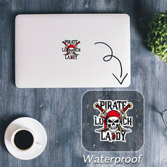 Pirate Lunch Lady Skeleton Costume Sticker