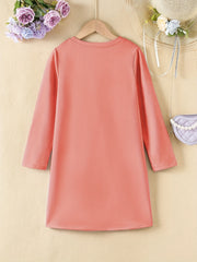 Girls' Halloween Pumpkin Print Long Sleeve A line Casual Dress