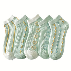 5 Pairs 3D Textured Low Cut Socks Women's Stockings