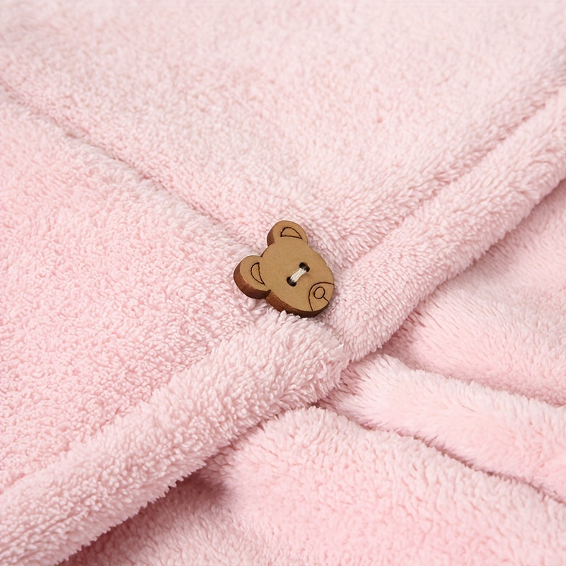 Double Layer Hair Drying Cap Coral Fleece Towel Quick Dry for Long Hair