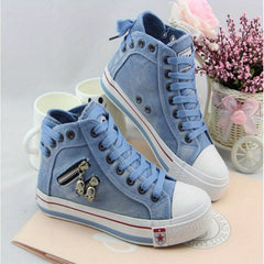 Skull Zipper High Top Canvas Sneakers Lace Up Skate Shoes