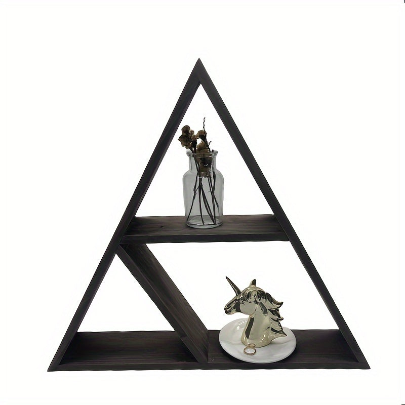 2pcs Triangle Storage Rack Dark Brown Wood Wall mounted Storage R