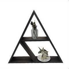 2pcs Triangle Storage Rack Dark Brown Wood Wall mounted Storage R
