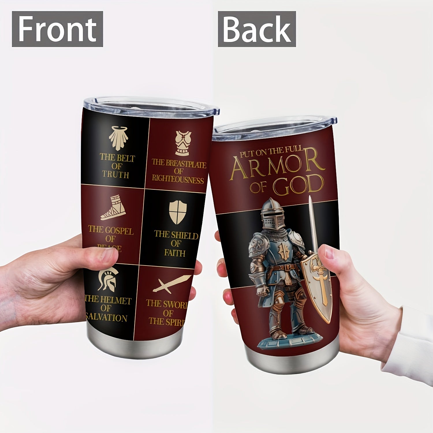 Christian God's Armor 20oz Stainless Steel Mug - Religious Inspiration Gift