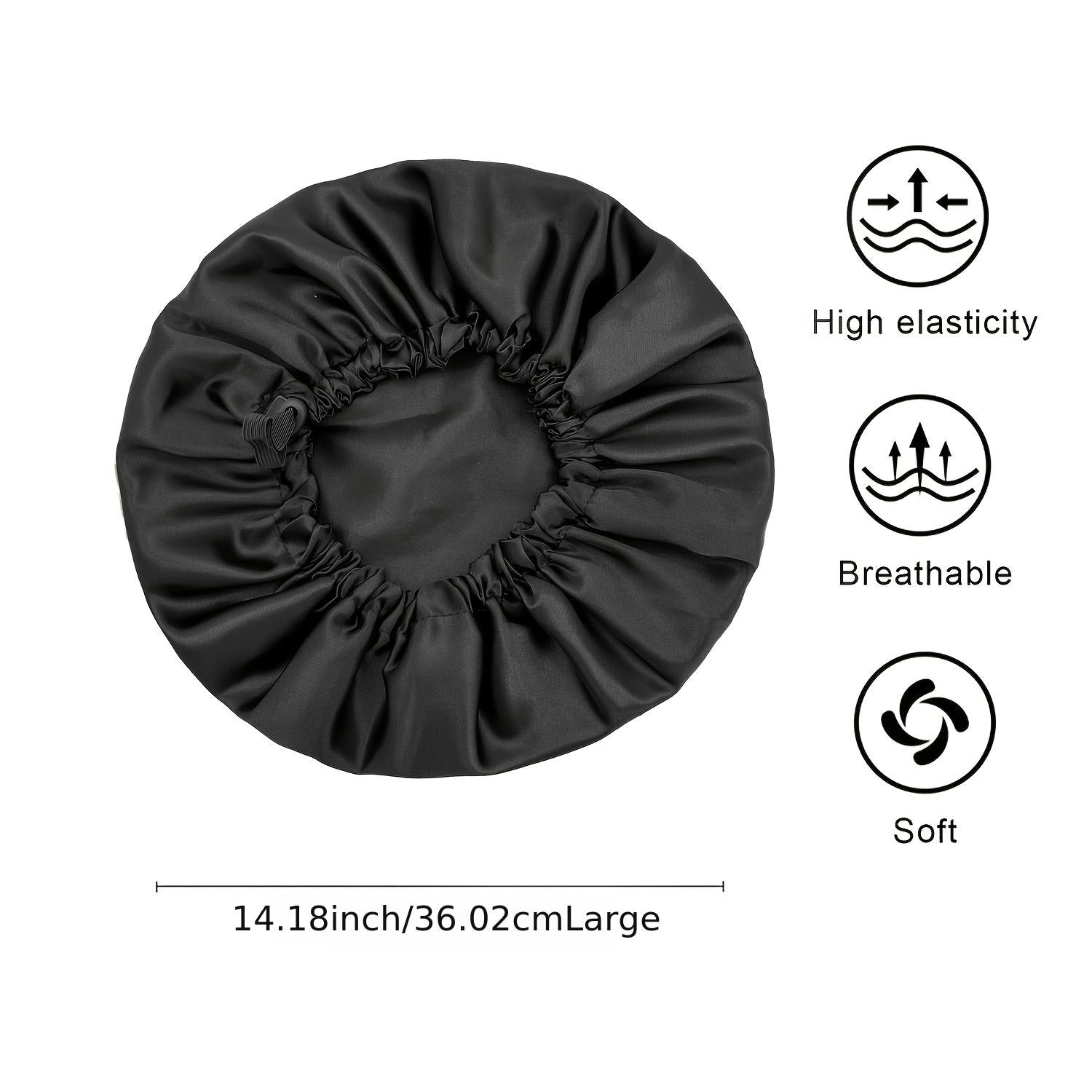 Adjustable Silk Bonnet for Curly Hair - Large Satin Lined Sleep Cap