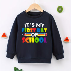 First Day of School Boys Sweatshirt Long Sleeve Crew Neck Tops