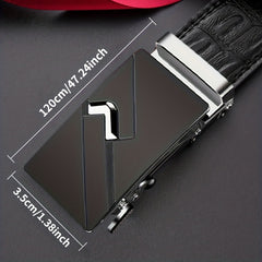 Men's PU Leather Automatic Buckle Belt for Wedding Daily Party