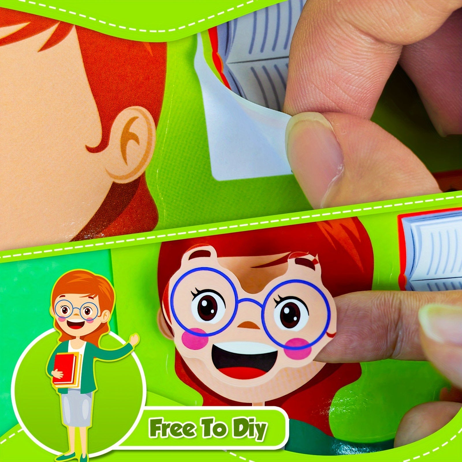 6pcs Cartoon Face Changing Stickers DIY Puzzle Stickers