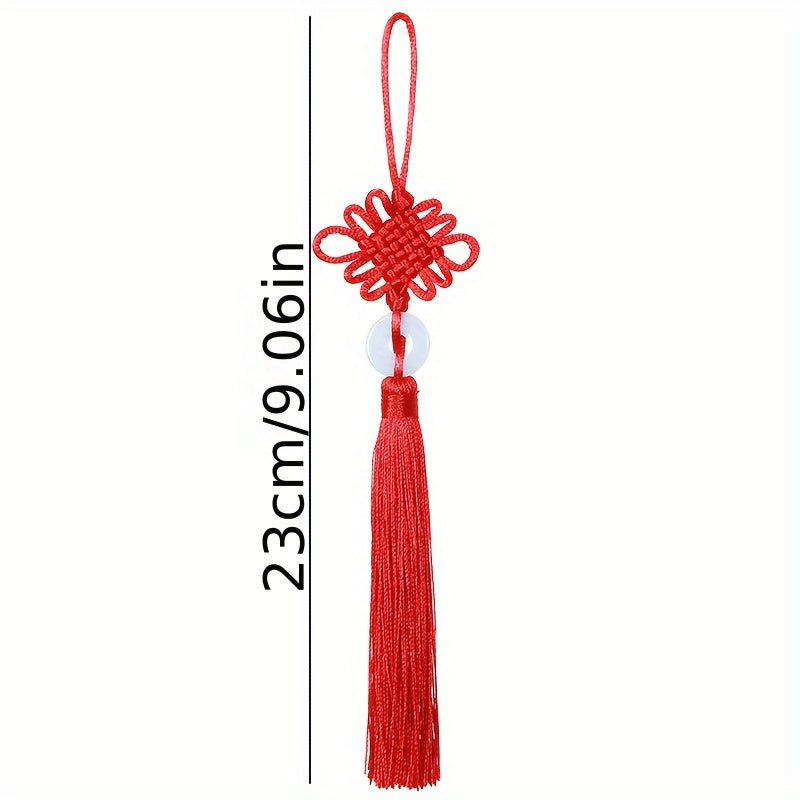 Jade Slice Tassel Square Knot Pendant Hanging Rope Gift Lucky Knot