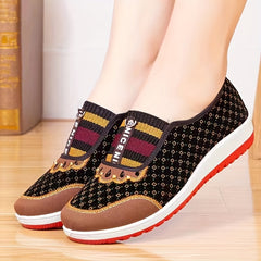 Colorblock Wedge Loafers Soft Sole Slip On Walking Shoes Women's Footwear