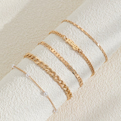 5 Pcs Hollow Chain Bracelet Minimalist Stackable Chain Bracelet
