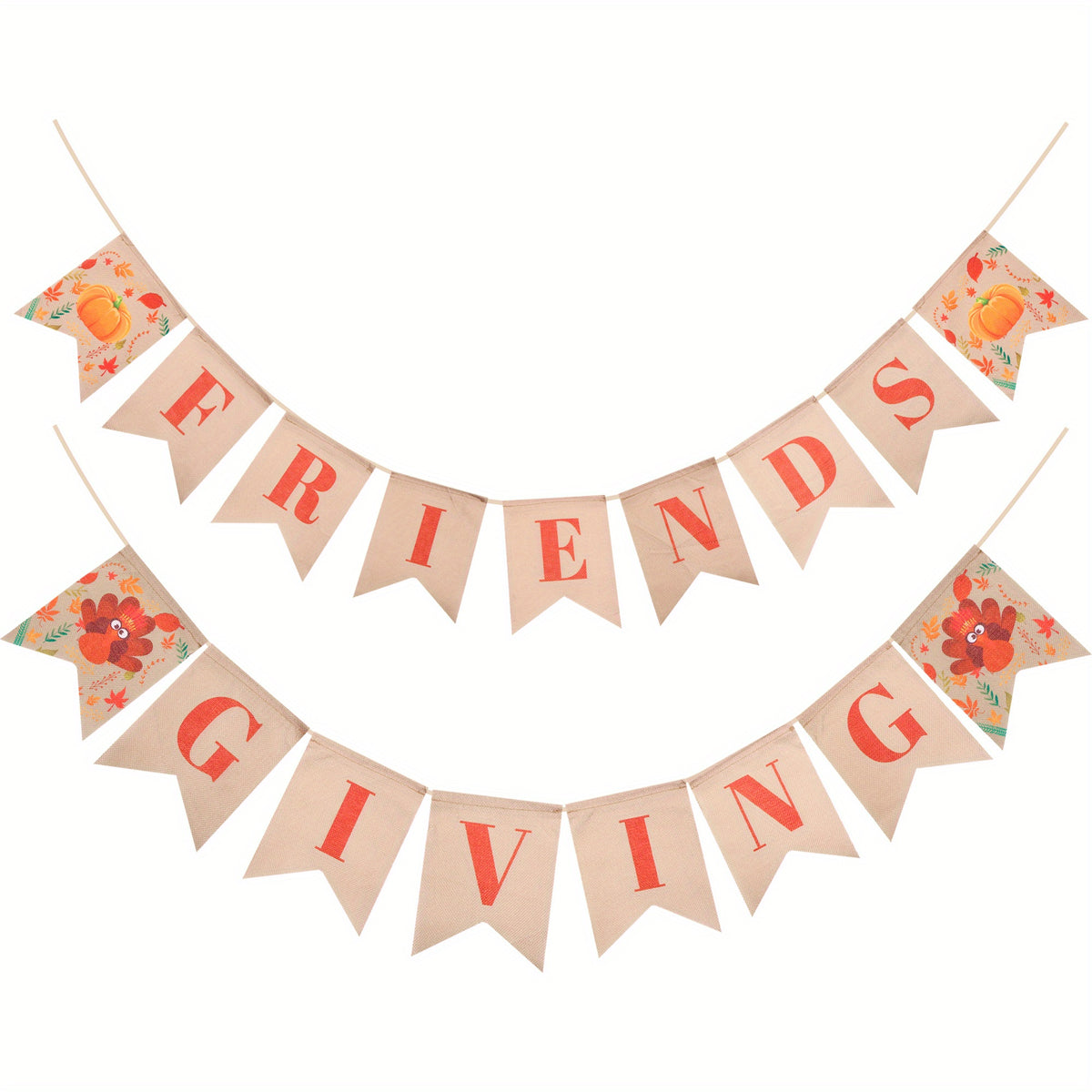 Friends Giving Pull Flag Banner Pumpkin Turkey Dovetail