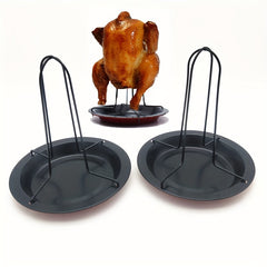 Turkey Roaster Chicken Rack Carbon Steel BBQ Grill Stand Holder