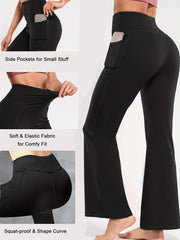 Solid Stretch Sports Flare Pants Tummy Control Leggings