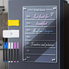 Acrylic Magnetic Weekly Calendar For Fridge - Clear Dry Erase Board