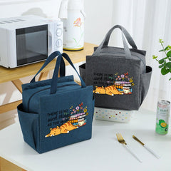 Tired Cat Insulated Lunch Bag Oxford Cloth Cooler Box Portable Food Stor