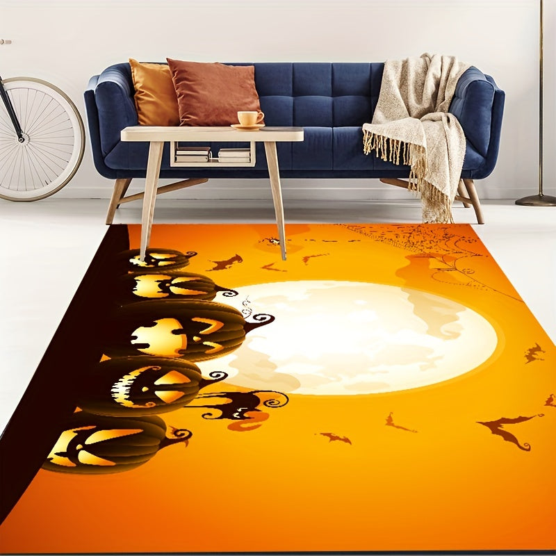 Pumpkin Lantern Print Area Rug Halloween Themed Floor Mat