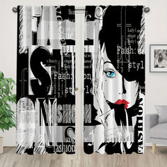 2pcs Woman Curtain Living Room Bedroom Office Decor