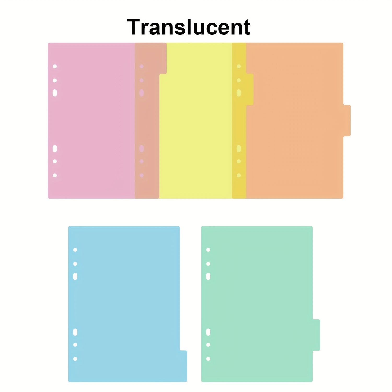 Plastic A5 Binder Index Dividers Multicolor Tabs, 6 Hole Binder