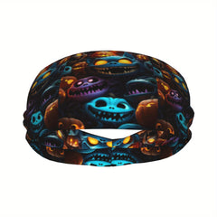 Unisex Sports Headband Sweat Wicking Polyester Halloween Jack O' Lantern Pumpkin