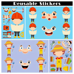 6pcs Cartoon Face Changing Stickers DIY Puzzle Stickers