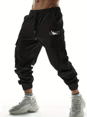 Light Letter Print Casual Cargo Pants Men's Joggers