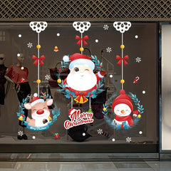 Christmas Window & Door Decorations Santa Claus Elk Snowman Art Decor