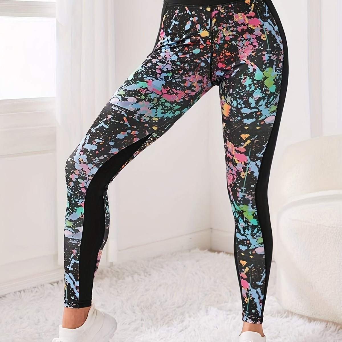 Splash Ink Print High Waist Leggings
