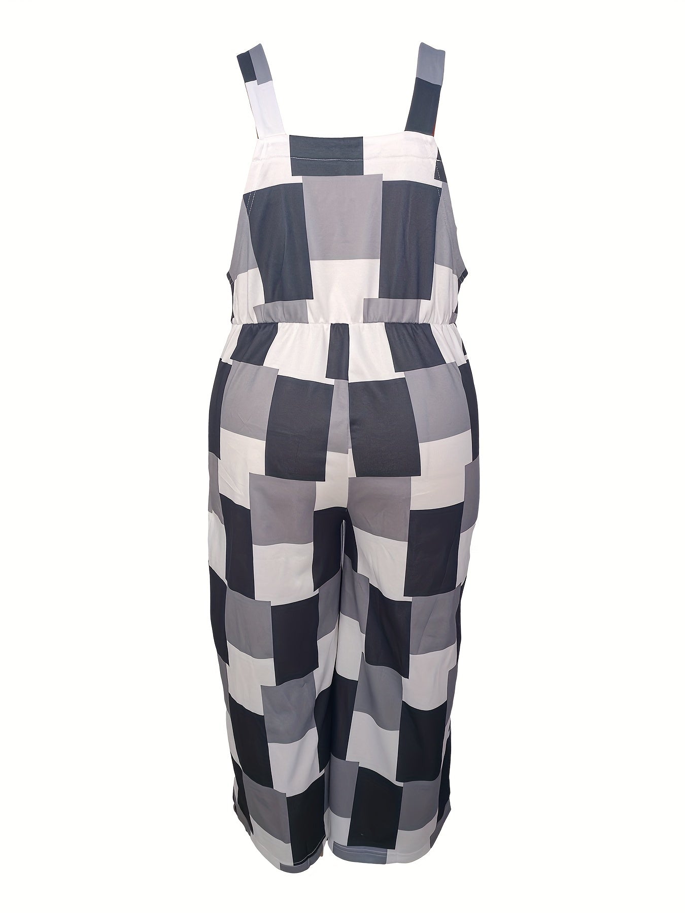  Colorblock Square Neck Wide Leg Jumpsuit