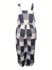 Colorblock Square Neck Wide Leg Jumpsuit