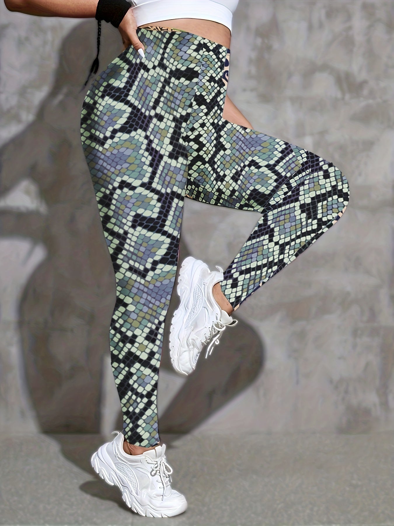  Geometric Print High Rise Yoga Pants