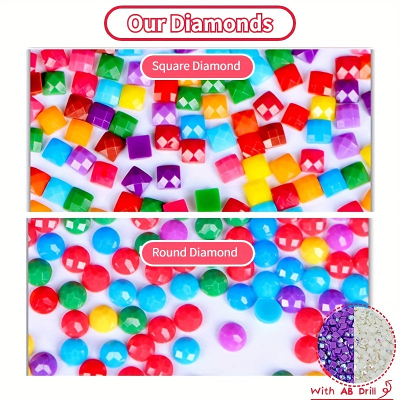 5D Flocked Canvas Diamond Painting Kit 12-16in Decorative DIY Set