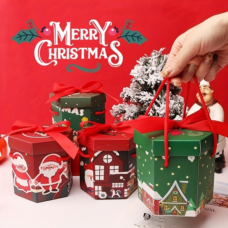 1pc Christmas Treat Boxes 3D Xmas Goodie Boxes Christmas Holiday Party Favor