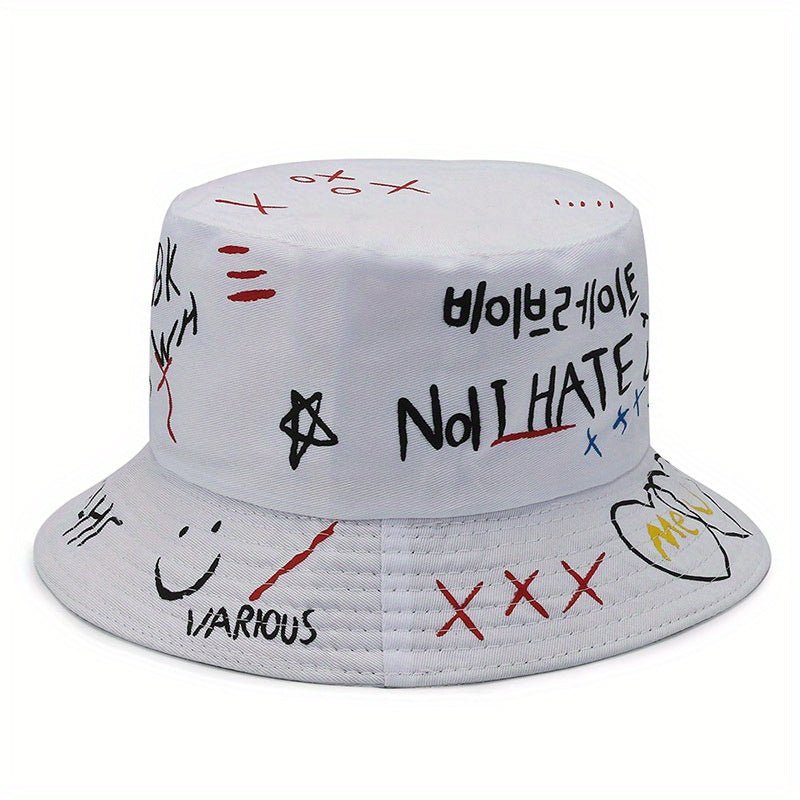 Graffiti Print Bucket Hat for Couples