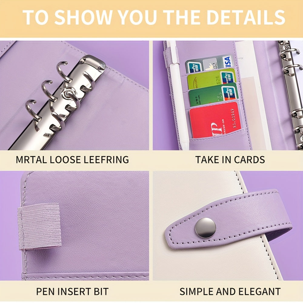 Mini A6 Budget Binder for Cash Stuffing with Zippered Envelopes