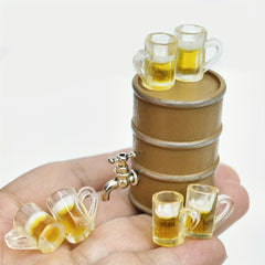 1:12 Scale Wooden Beer Barrel Set with Taps Realistic Dollhouse Accessories