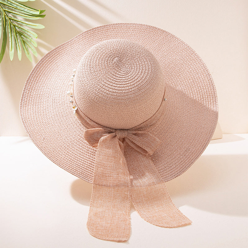 Wide Brim Straw Hat Sunshade Chain Decoration Gift For Her