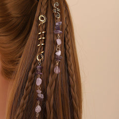 Amethyst Loc Beads Rings Crystal Braid Decor