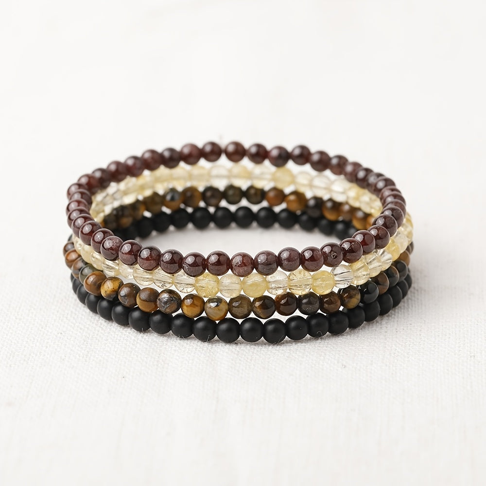 4mm Natural Stone Energy Bracelet Stackable Yoga Healing Beaded Bracelet Gift